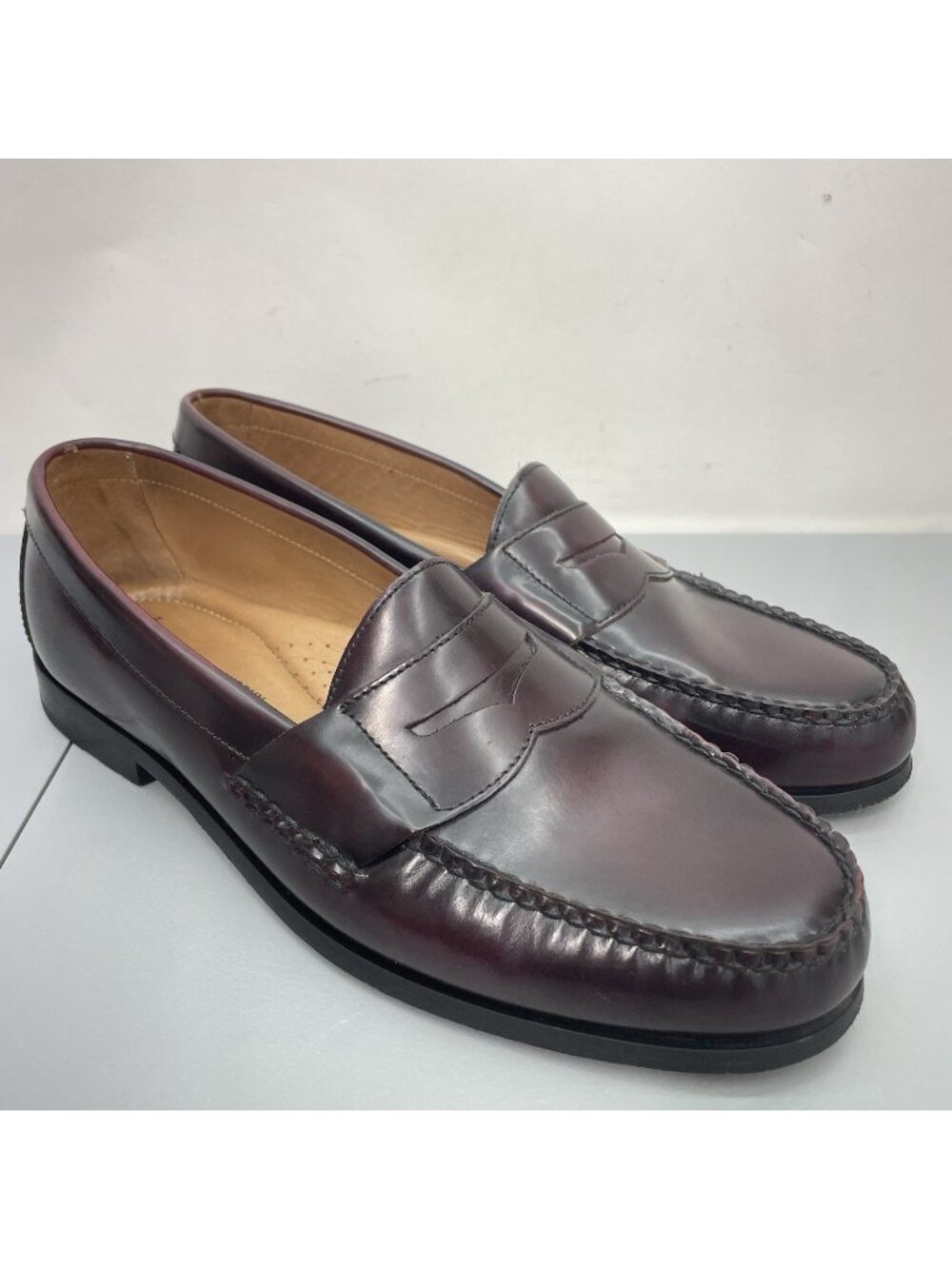 Johnston & Murphy Hayes Penny Loafers Shoes Comfort Leather Burgundy Mens 12